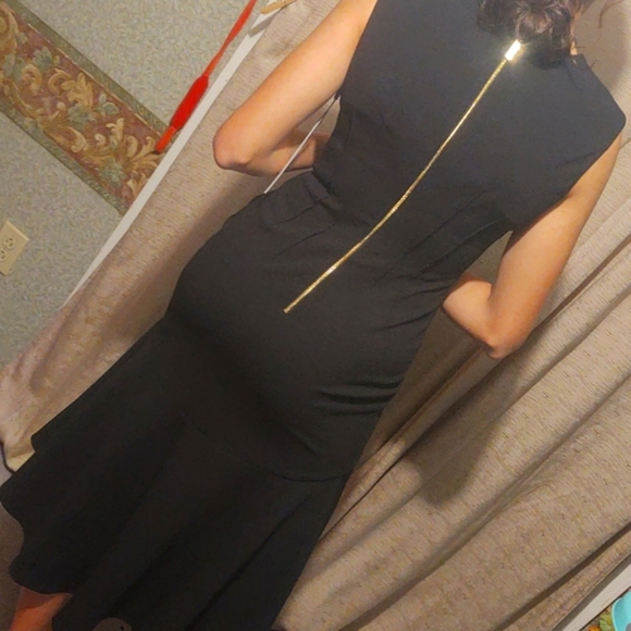 Calvin Klein Fit & Flare Sheath Dress Black 2 - Picture 4 of 15